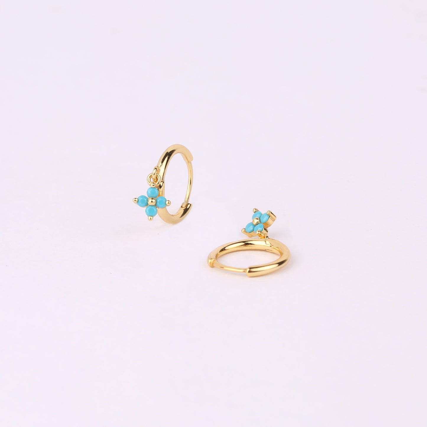 Turquoise Flower Dangle Hoop Earrings Gift Set