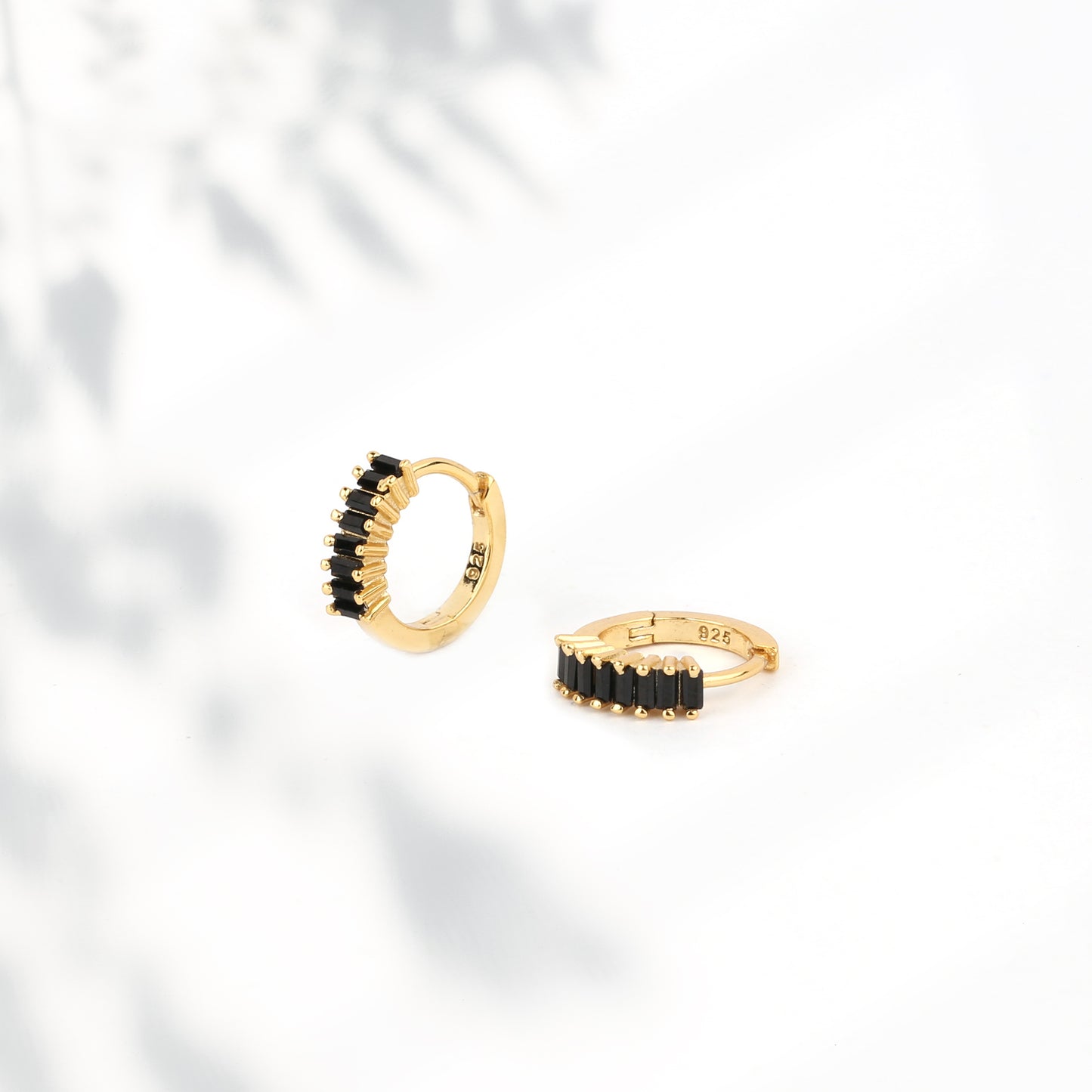 Tiny Baguette Huggie Hoop Earrings