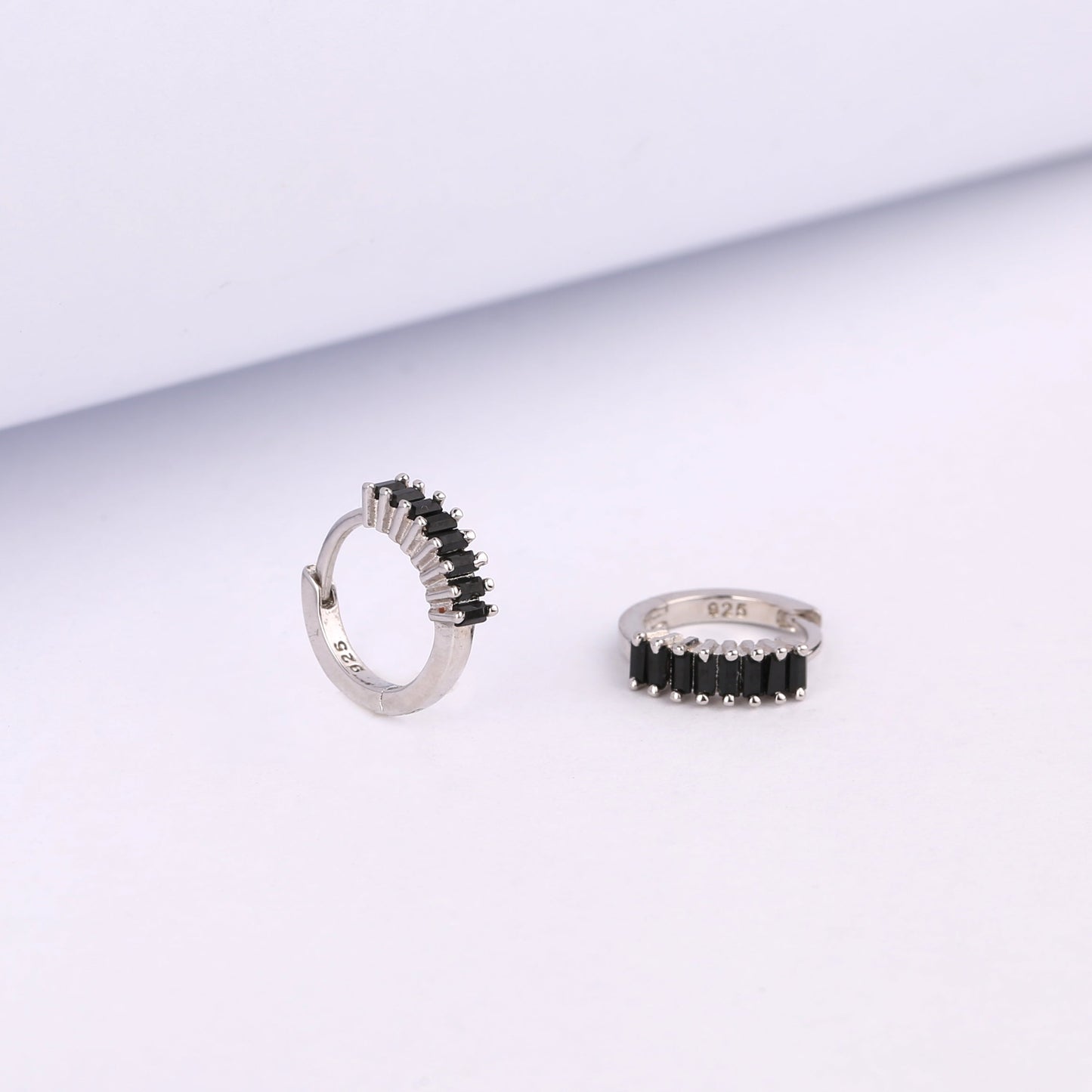 Tiny Baguette Huggie Hoop Earrings