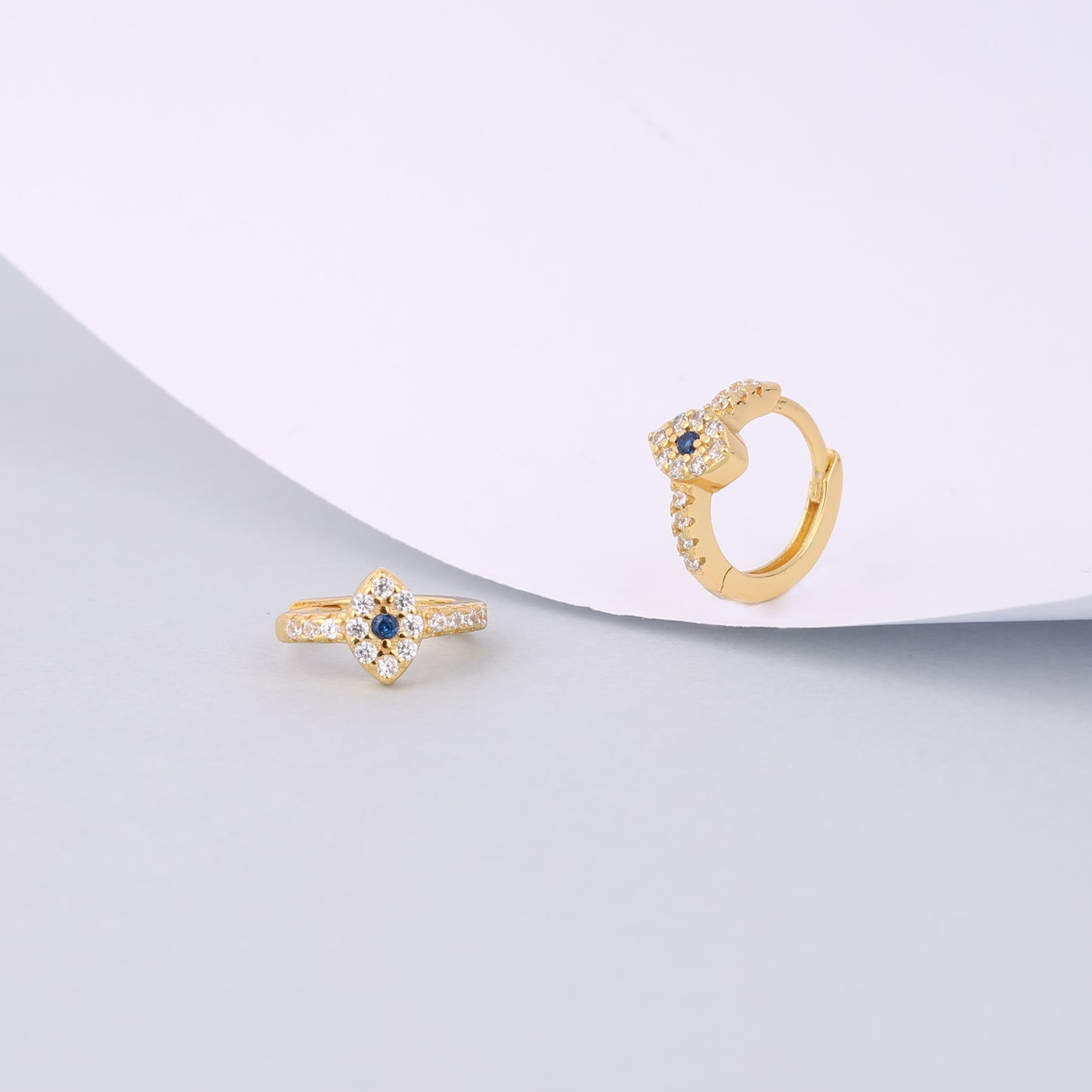 Blue Evil Eye Huggie Hoop Earrings