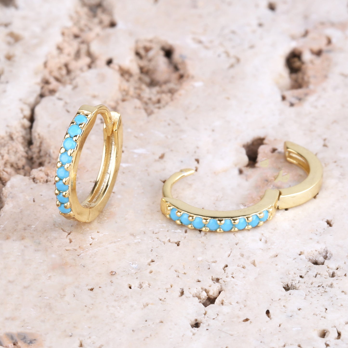 Turquoise Flower Dangle Hoop Earrings Gift Set