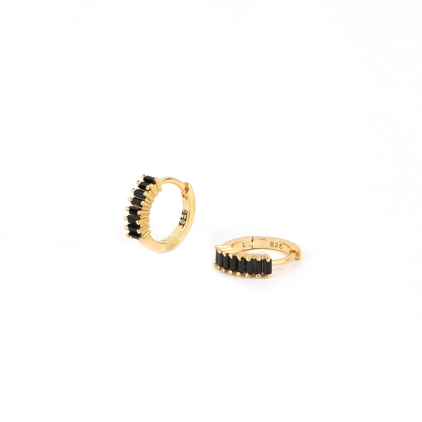 Tiny Baguette Huggie Hoop Earrings