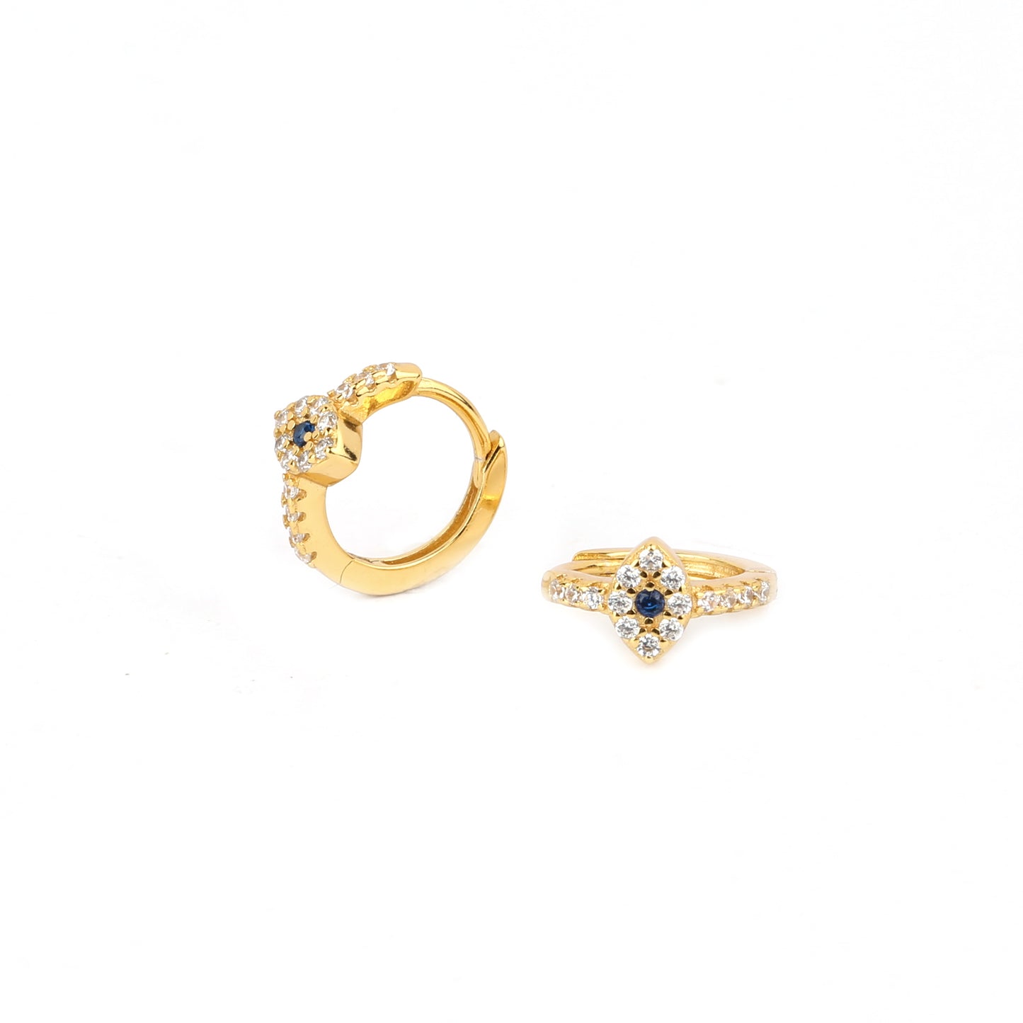 Blue Evil Eye Huggie Hoop Earrings