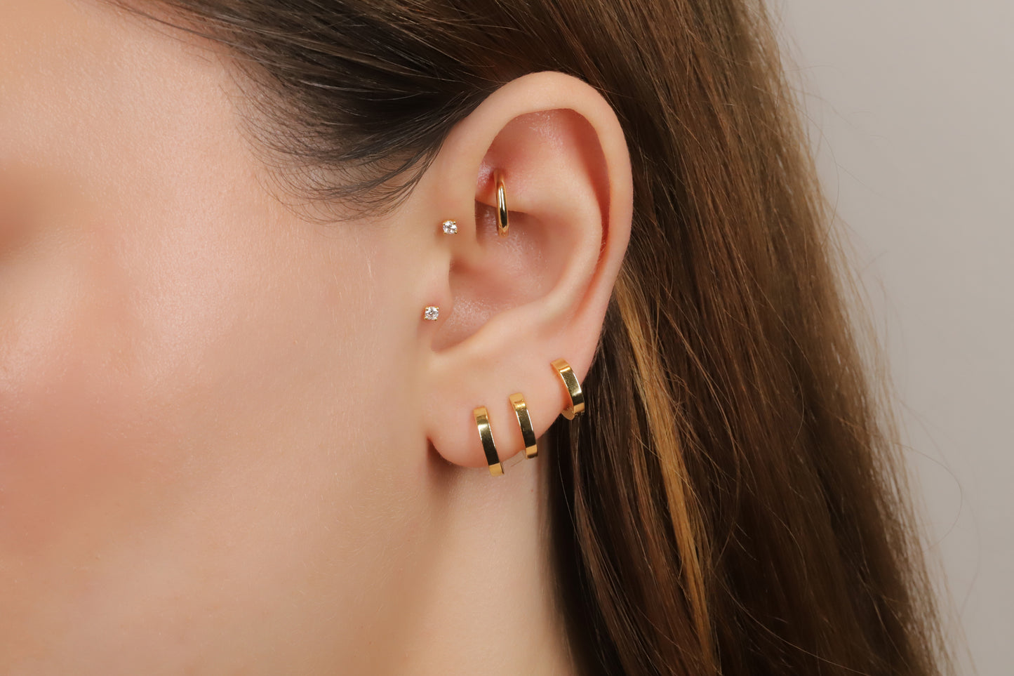 Dainty Square Edge Plain Huggie Hoop Earrings