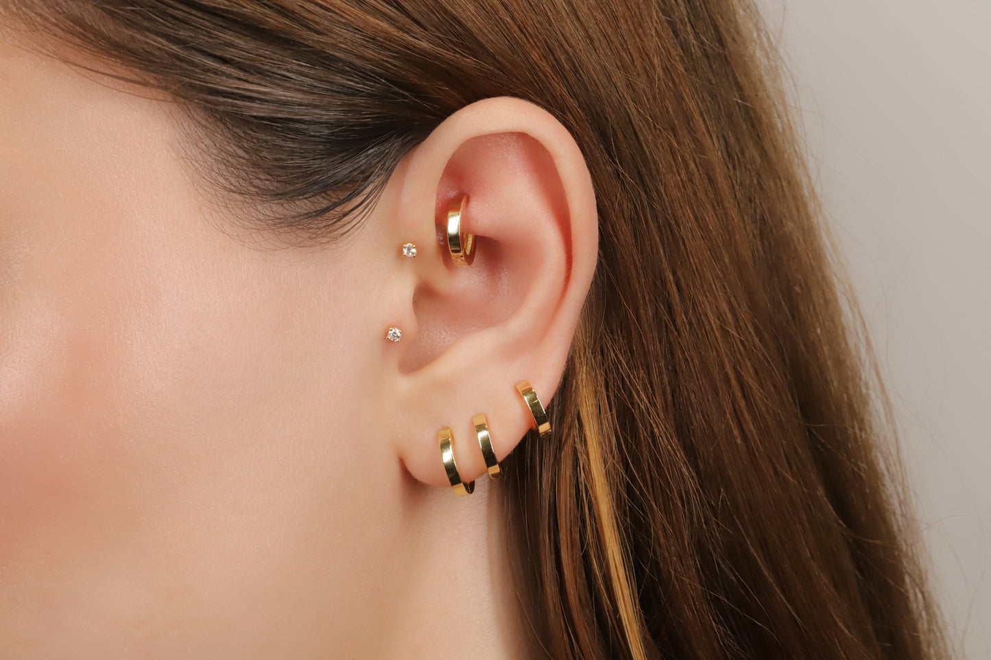 Dainty Square Edge Plain Huggie Hoop Earrings