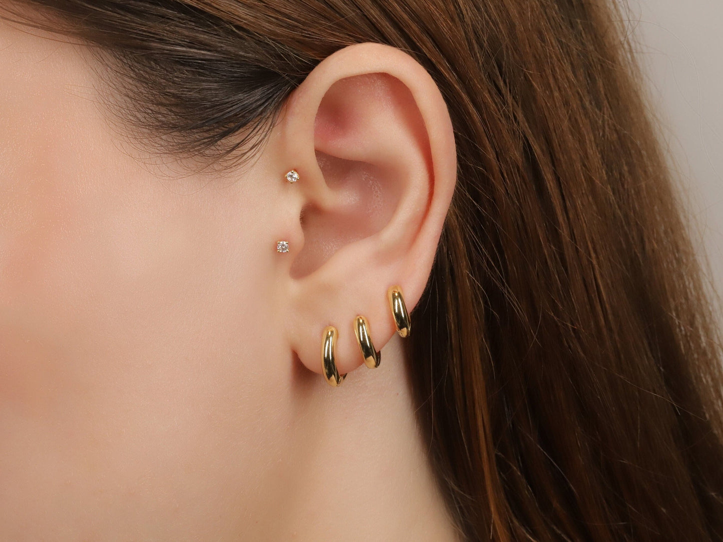 Gold Thick Huggie Hoop Earrings