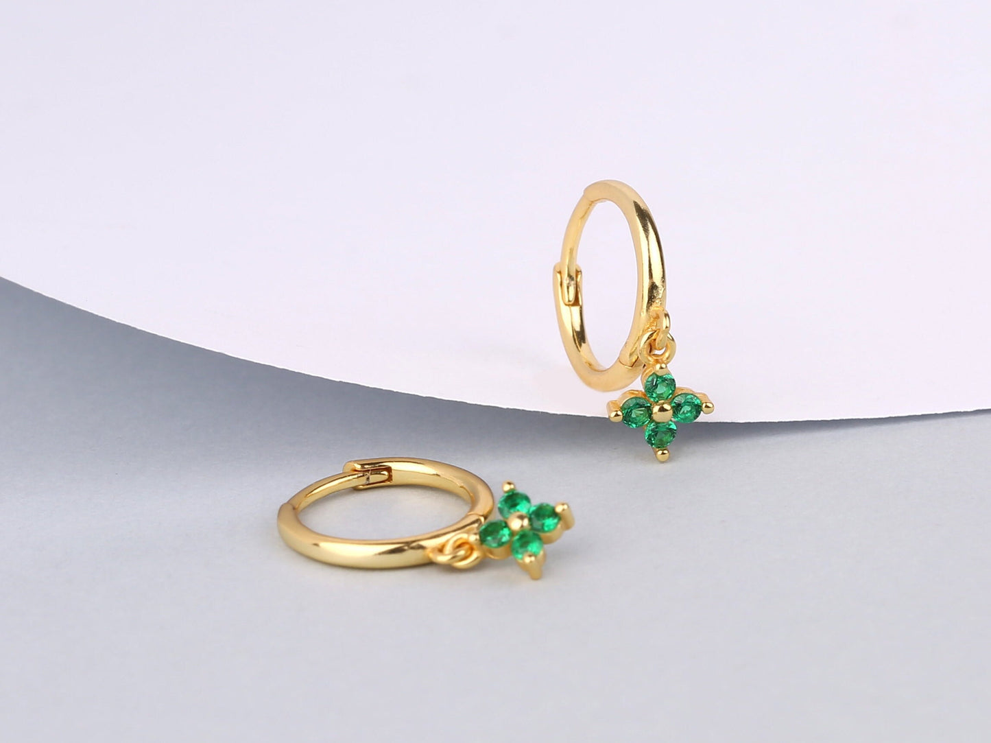Flower Dangle Hoop Earrings