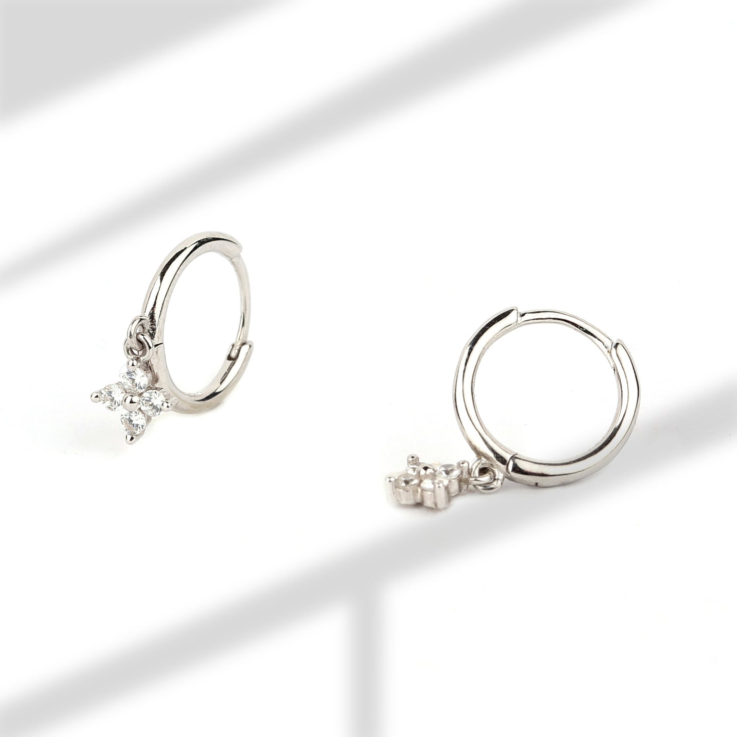 Flower Dangle Hoop Earrings