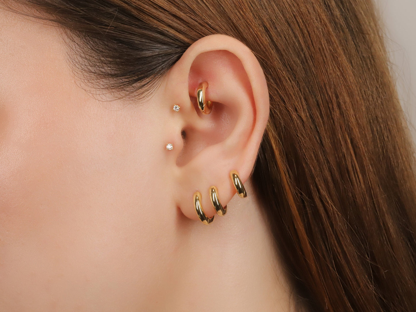 Gold Thick Huggie Hoop Earrings