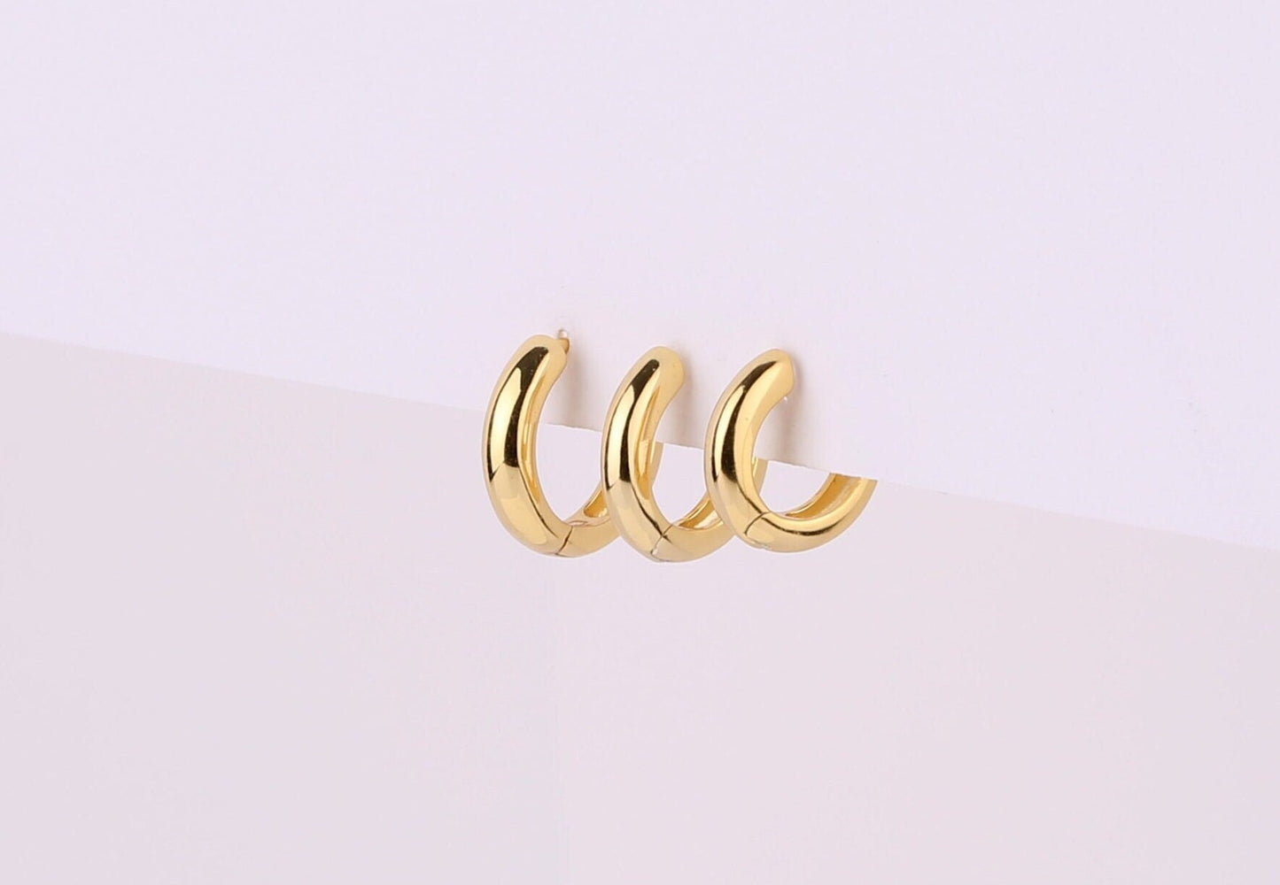 Gold Thick Huggie Hoop Earrings