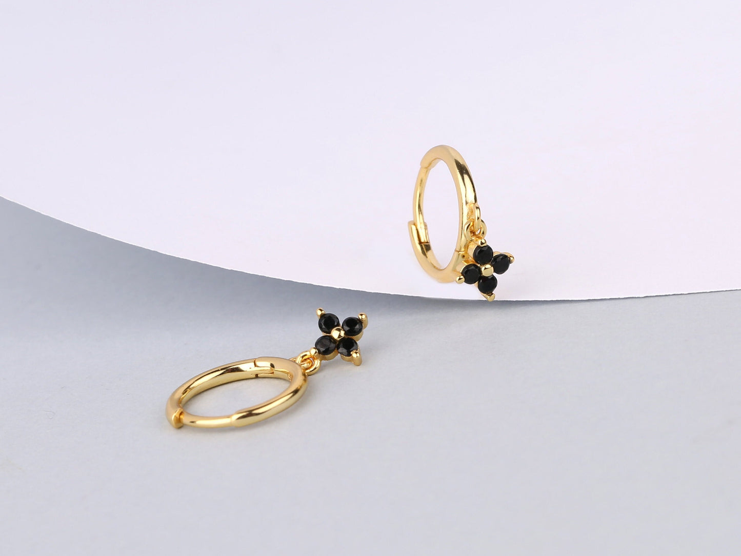 Flower Dangle Hoop Earrings