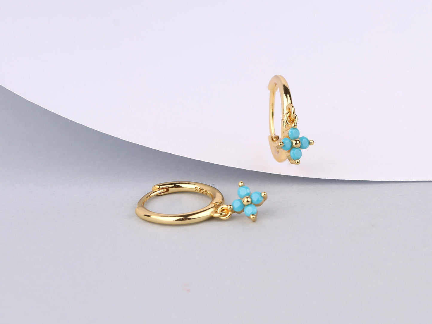 Flower Dangle Hoop Earrings