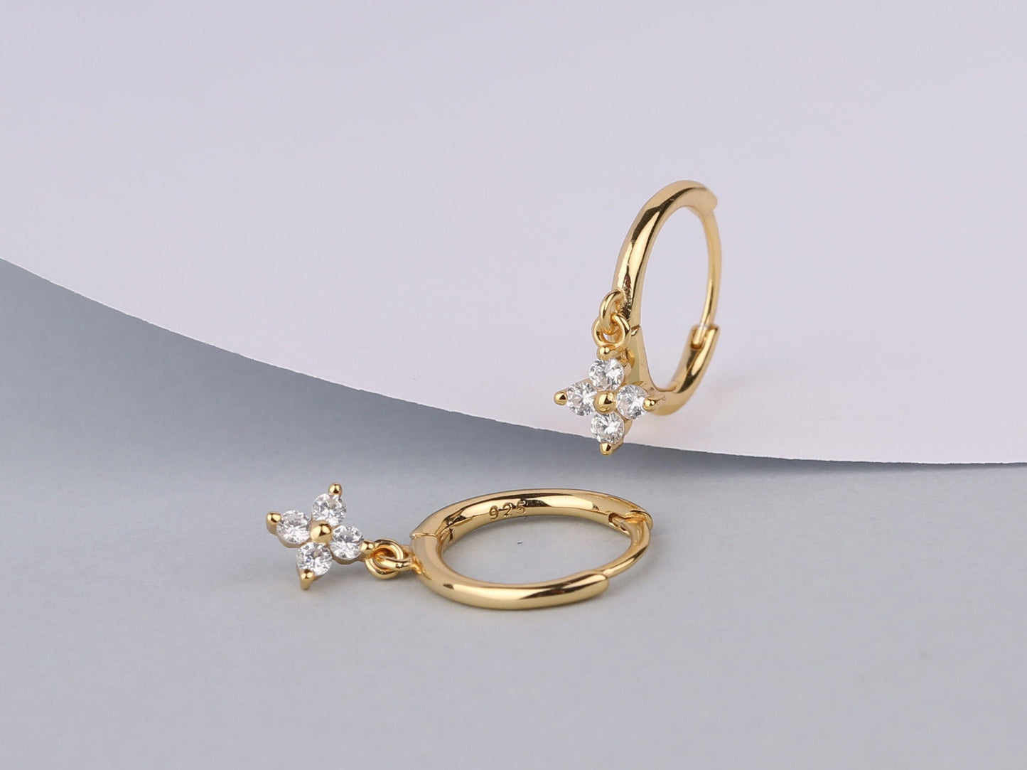 Flower Dangle Hoop Earrings
