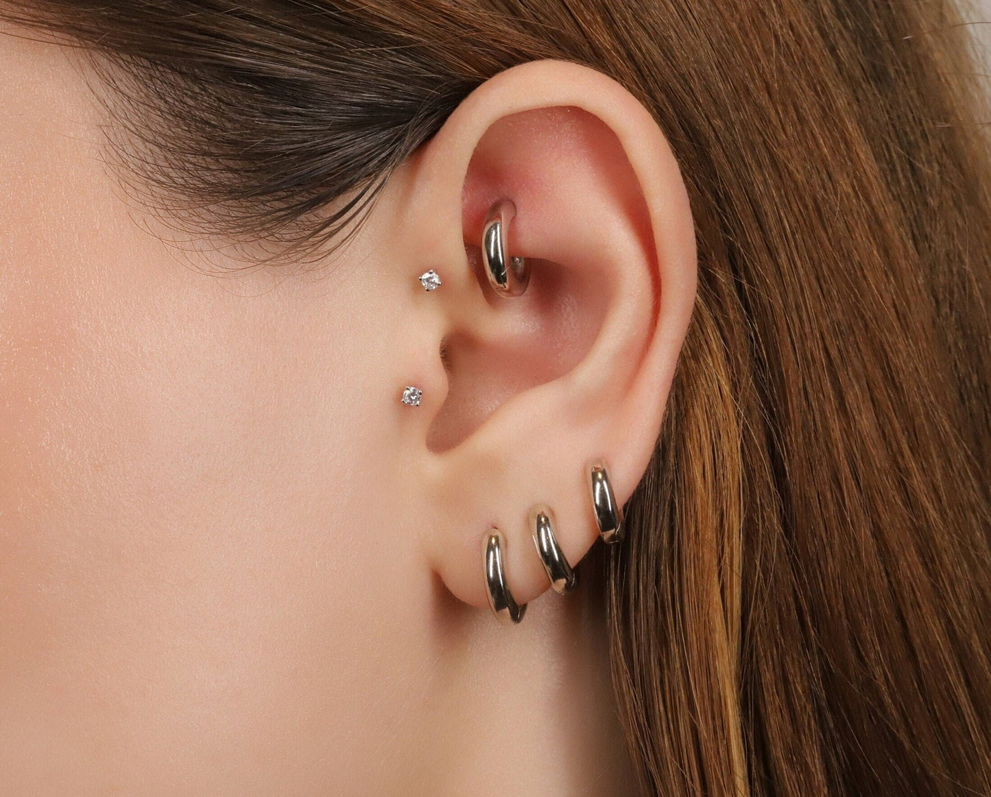 Gold Thick Huggie Hoop Earrings