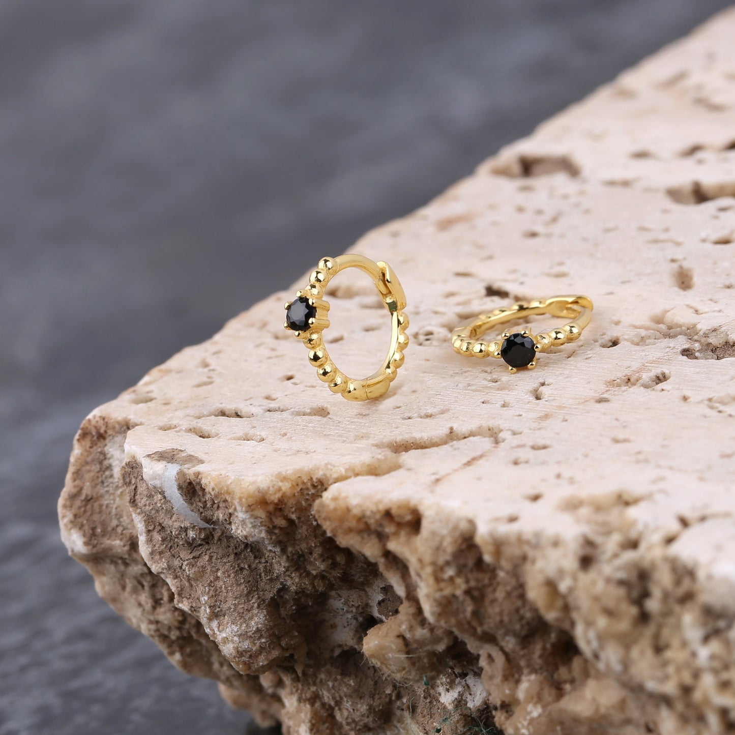 Black Charm Hoop Earrings Gift Set