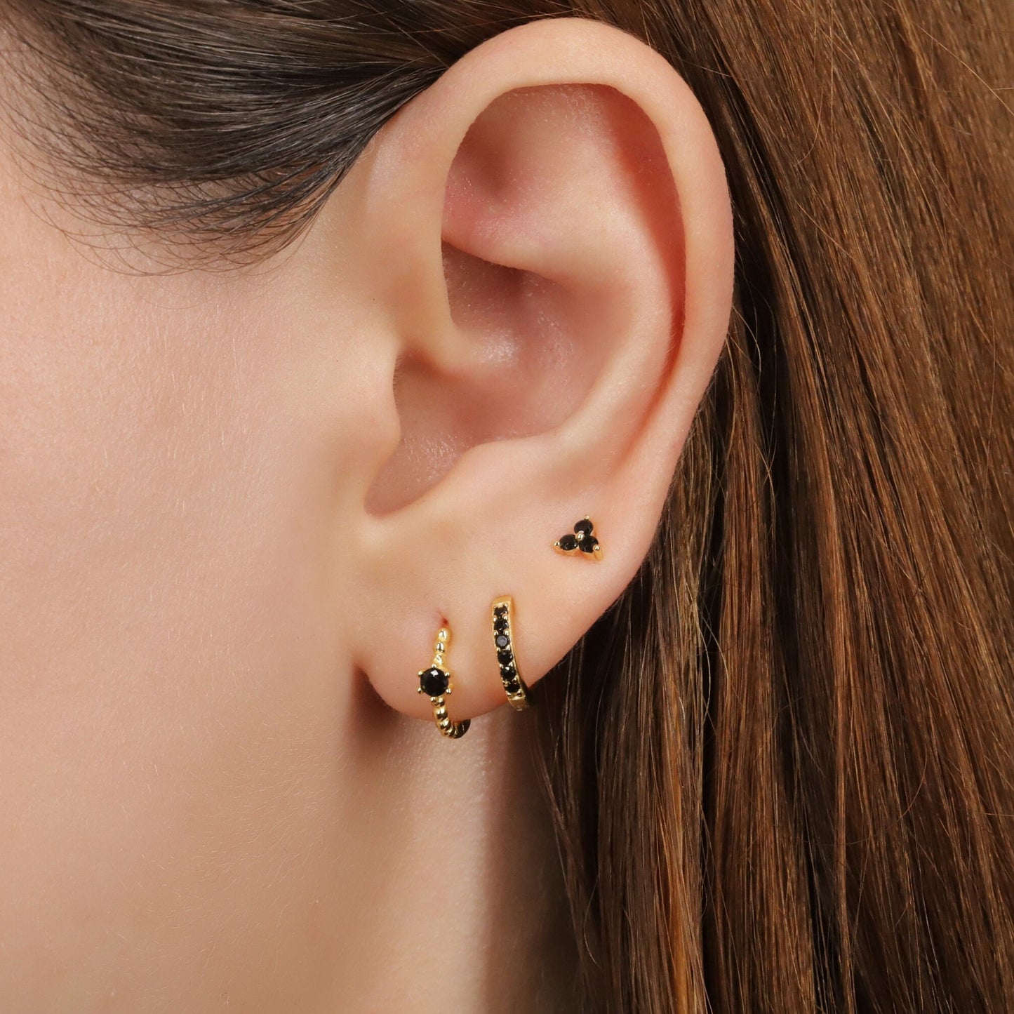 Black Charm Hoop Earrings Gift Set