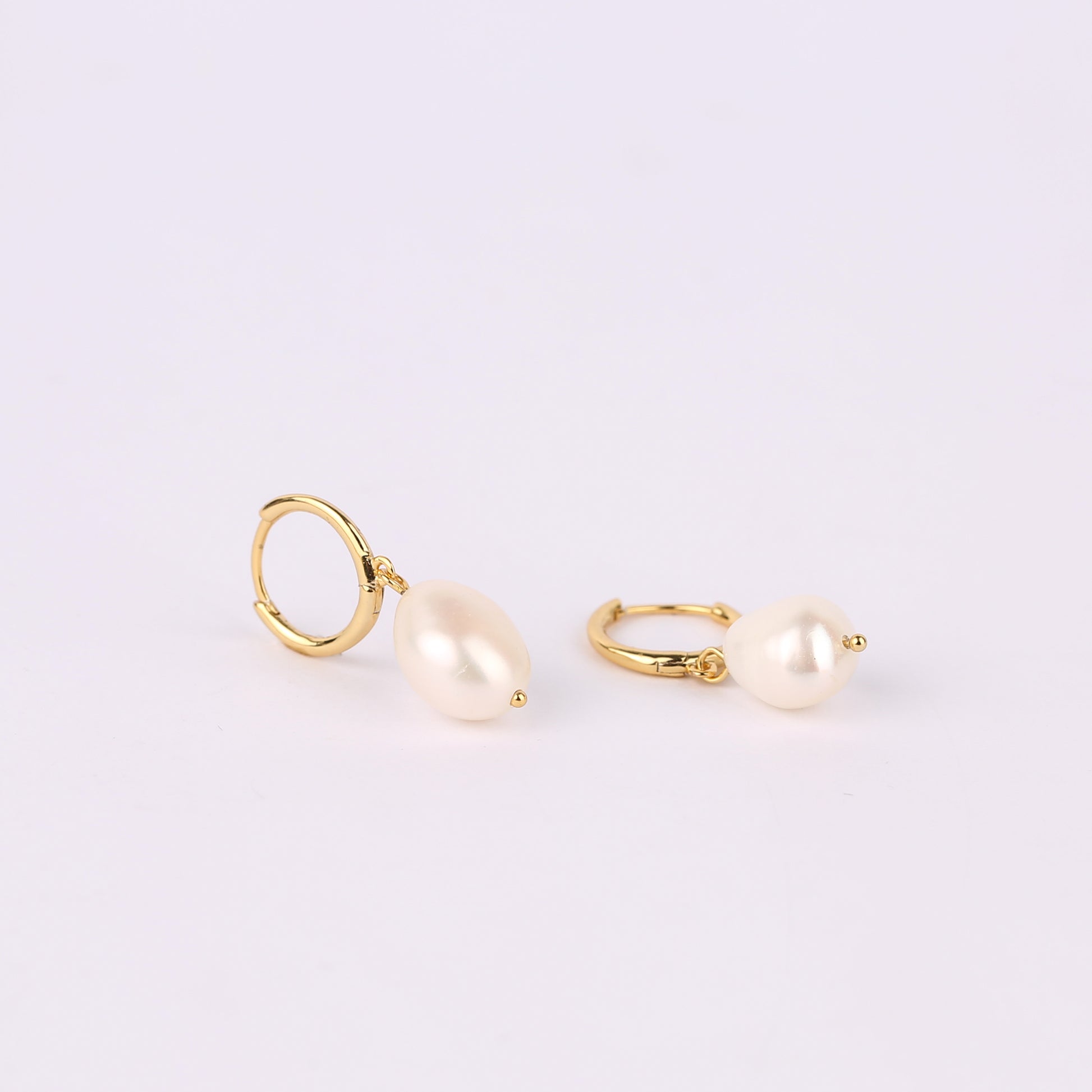 Pearl Drop Hoop Earrings