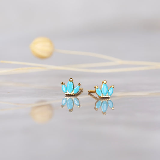 Turquoise Crown Cluster Stud Earrings