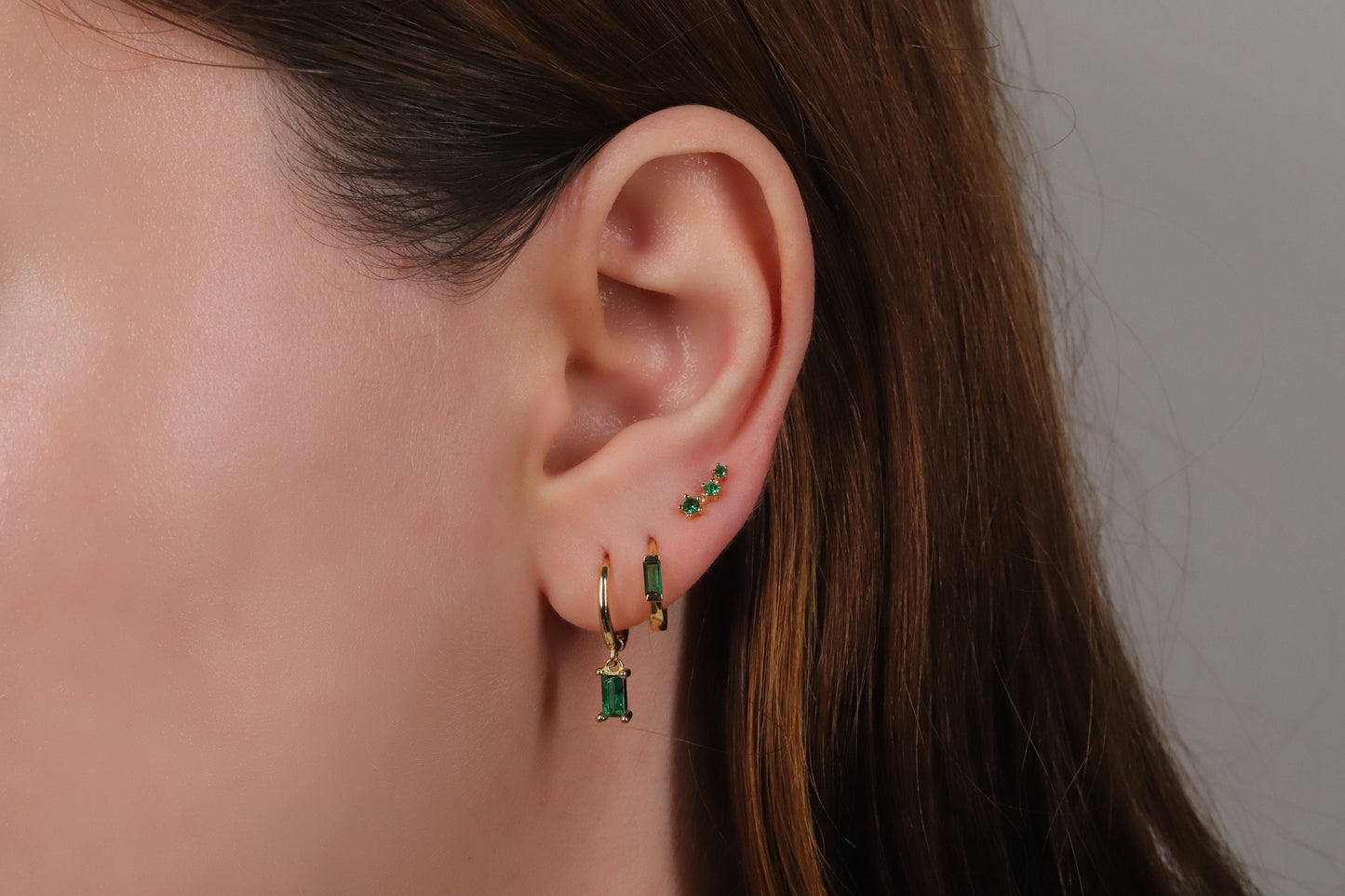 Black Baguette Huggie Hoop Earrings Gift Set