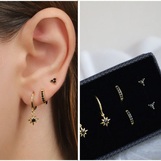 Star Dangle Hoop Earrings Gift Set