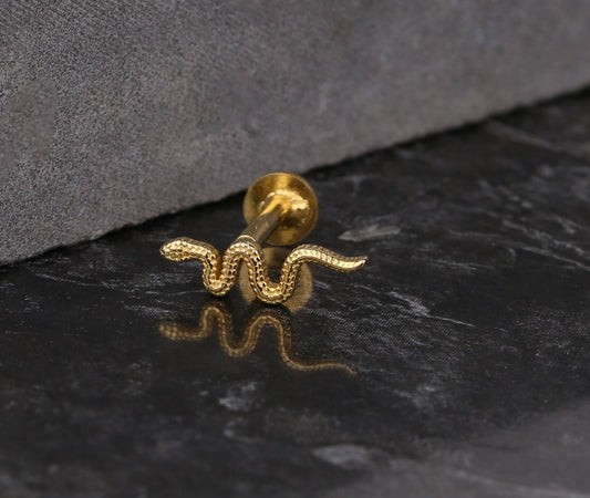 18K Gold Snake Cartilage Stud Earring